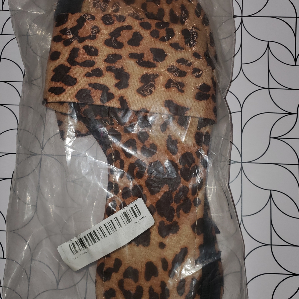 Leopard Print Slide Sandals - Women's Brown Animal Print - Picture 5 of 5